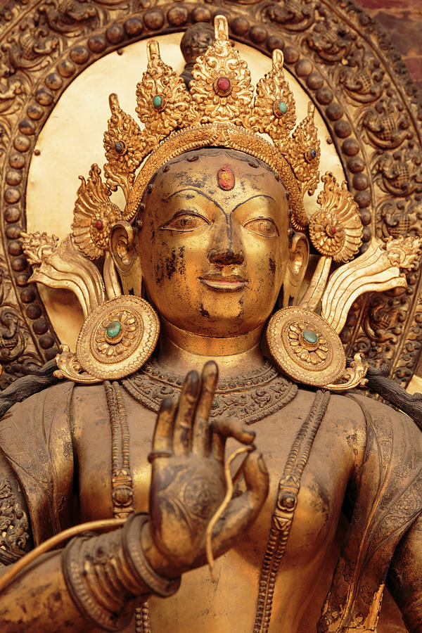 Nepal, Patan, Buddhist Statue Digital Art by Gavin Gough