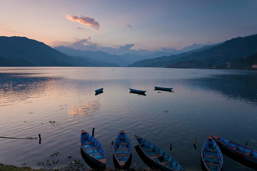 Nepal, Pokhara, Phewa Tal Lake Digital Art by Ben Pipe