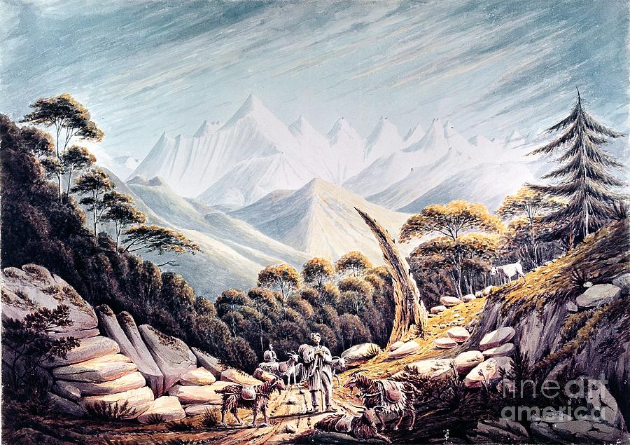 Nepalese Herdsmen In The Himalayas, 1826 Painting by James Manson