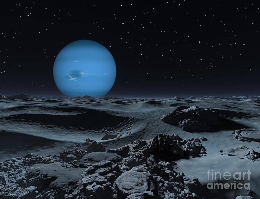 Neptune From The Polar Regions Of Triton Photograph by Ron Miller / Science Photo Library
