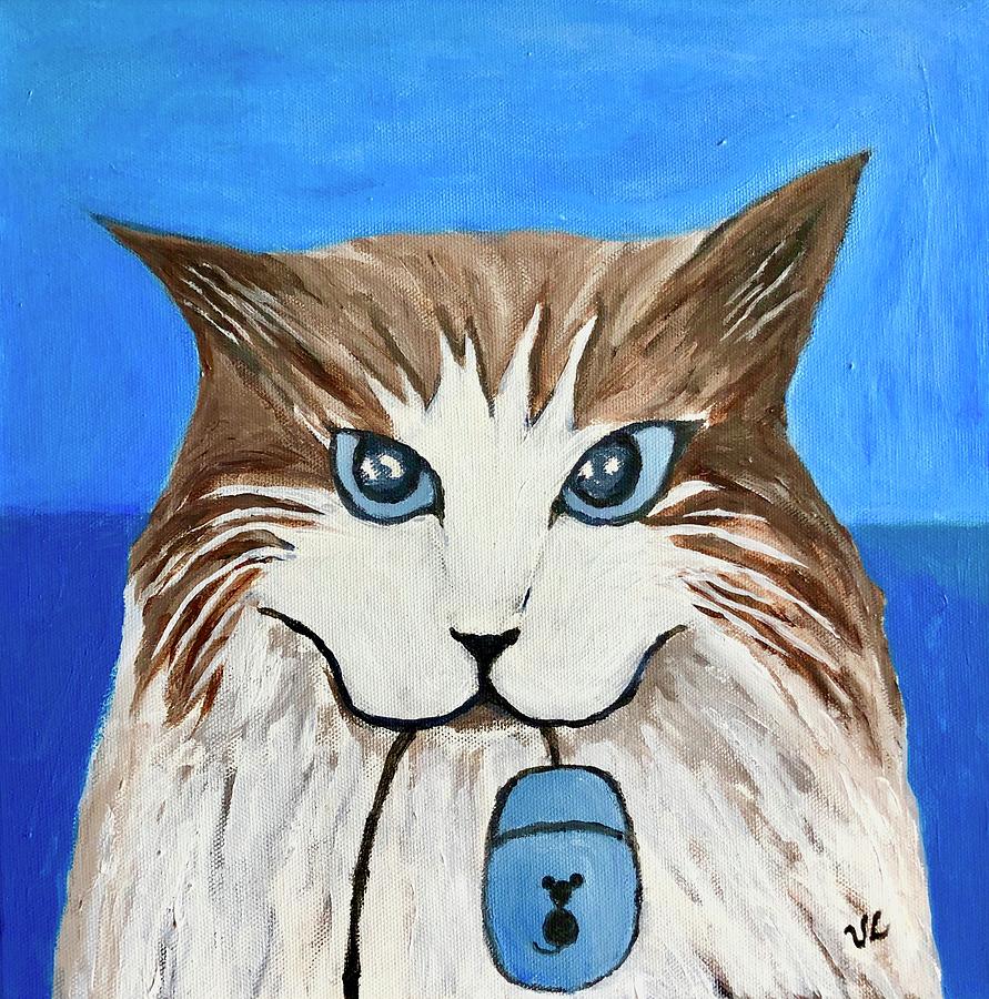 Nerd Cat Painting by Victoria Lakes