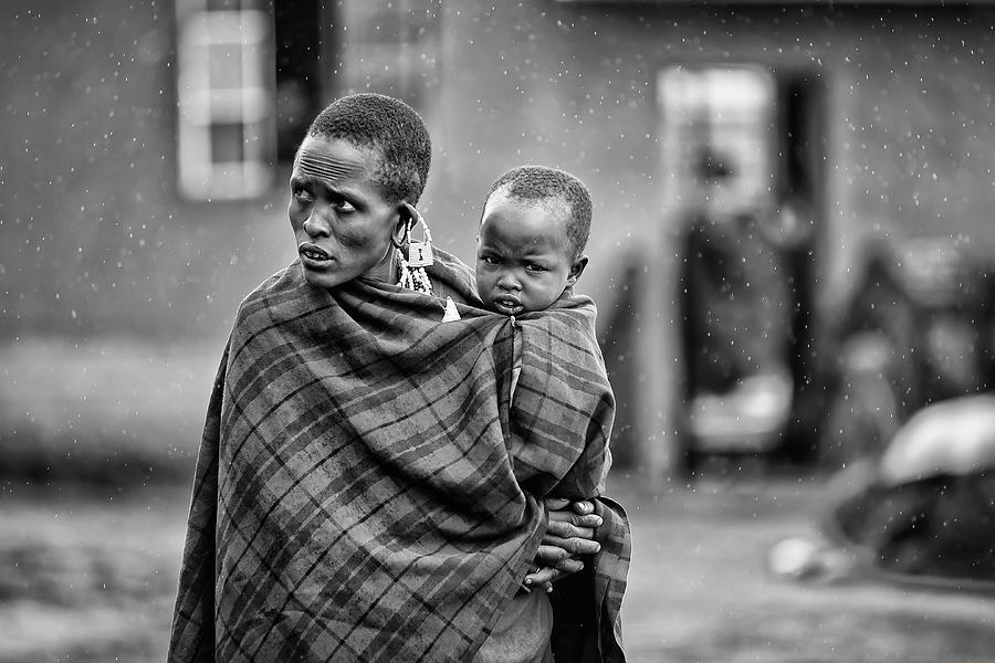 Portrait Photograph - Nestled In Mother\'s Arms by Goran Jovic
