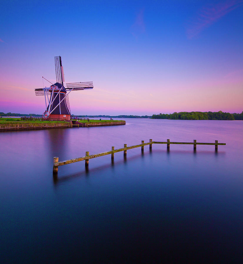 Netherlands, Groningen, Benelux, Groningen, De Helper Windmill, Evening Digital Art by Olimpio Fantuz