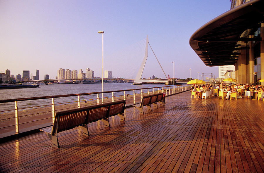 Netherlands, Rotterdam, Erasmus Bridge Photograph by Mel Stuart
