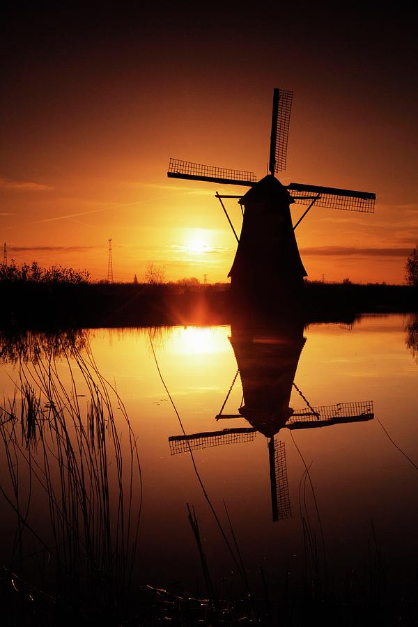 Netherlands, South Holland, Benelux, Kinderdijk, Kinderdijk Is A Collection Of 19 Authentic Windmills, Which Are Considered A Dutch Icon Digital Art by Maurizio Rellini