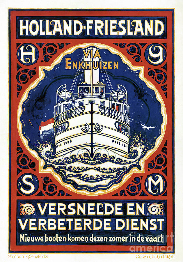 Netherlands Vintage Travel Poster Restored 03 Drawing