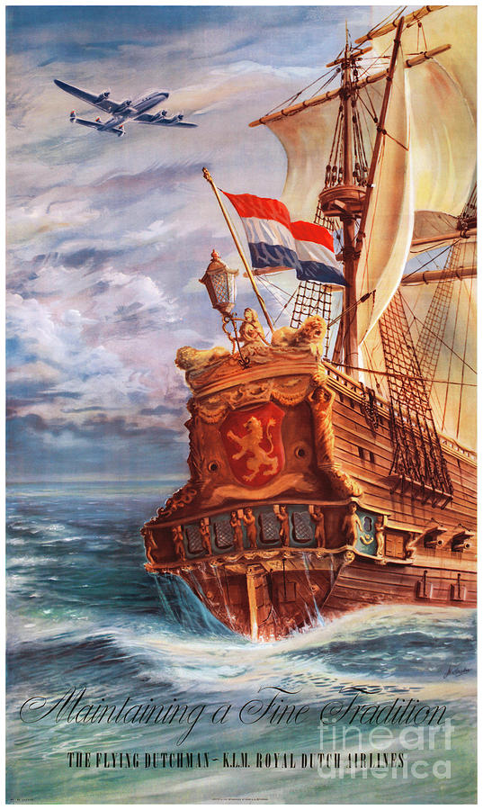 Holland Dutch Netherlands American Airlines Vintage Travel Advertisement Poster