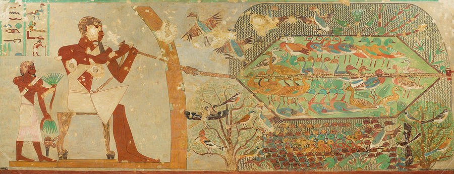 Animal Painting - Netting Birds, Tomb of Khnumhotep by Nina de Garis Davies