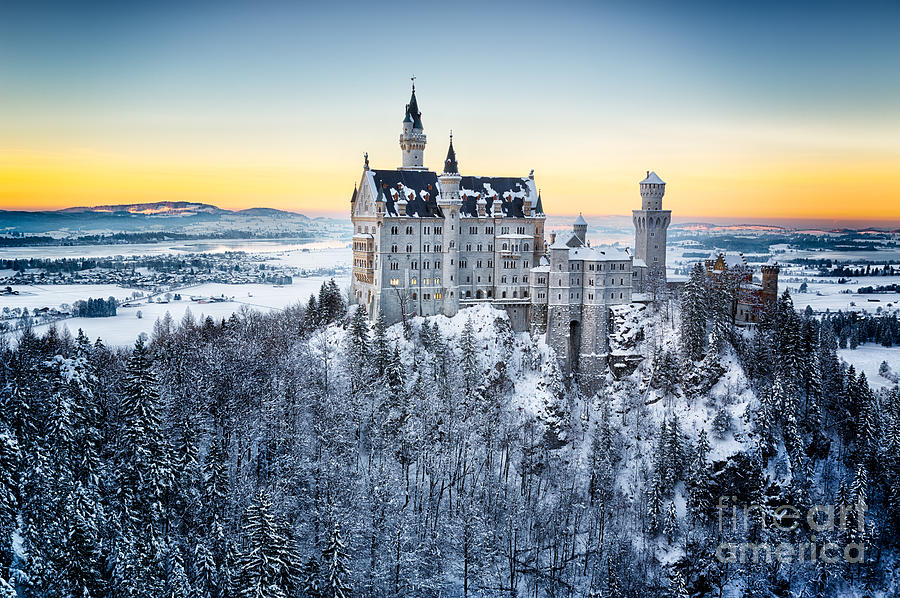 Romanesque Photograph - Neuschwanstein Castle At Sunset In by Frank Fischbach Romanesque Photograph - Neuschwanstein Castle At Sunset In by Frank Fischbach