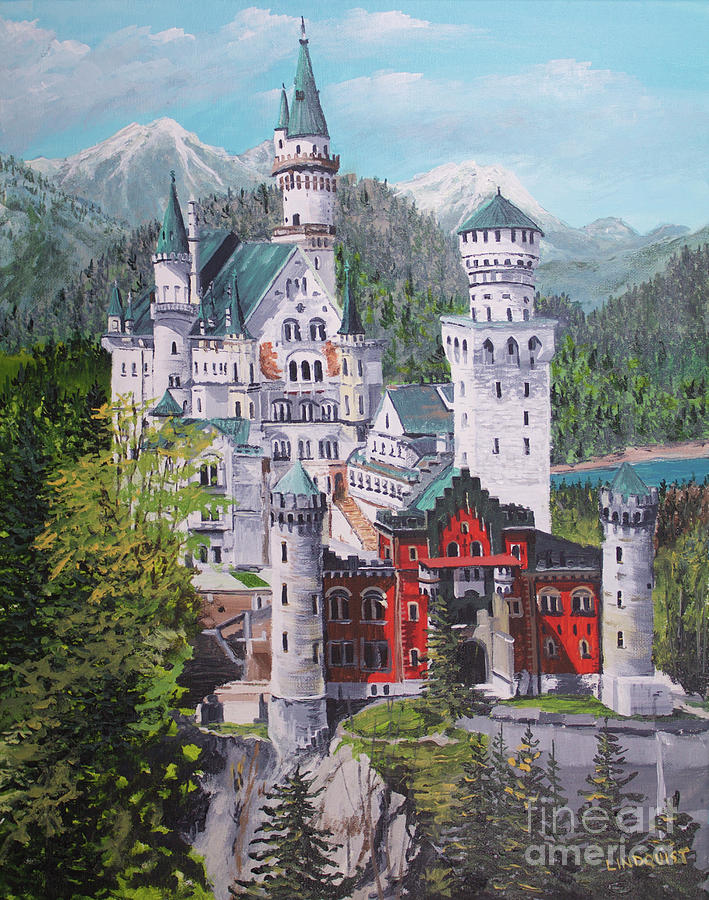 Castle Painting - Neuschwanstein Castle by Tim Lindquist