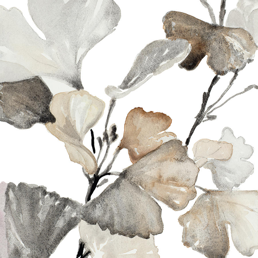 Flower Painting - Neutral Ginko Stems II by Lanie Loreth