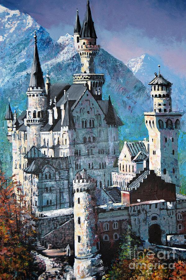 Neuschwanstein Castle Near Munchen. Germany. Sketch Stock Vector -  Illustration of hall, panorama: 99043050