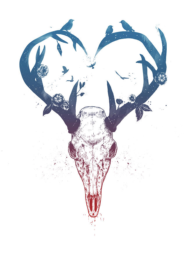 Deer Drawing - Neverending love by Balazs Solti