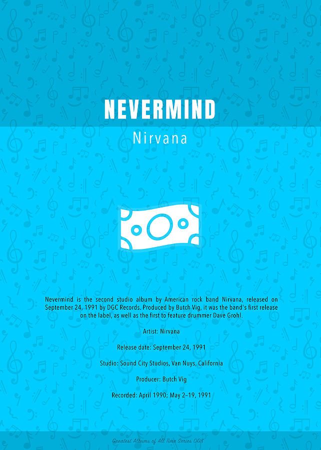 Nirvana Mixed Media - Nevermind Nirvana Greatest Albums of All Time Minimalist Series by Design Turnpike