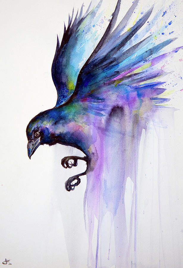 Bird Painting - Nevermore by Marc Allante