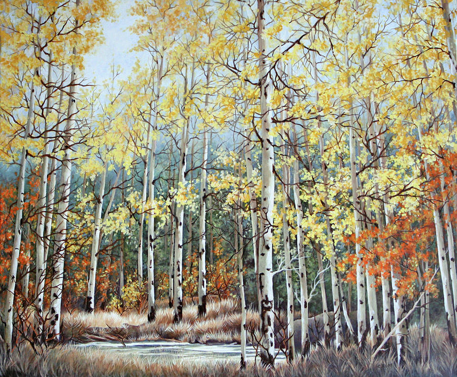 Tree Painting - New Aspen Grove by Carol J Rupp