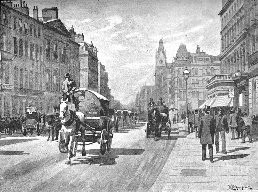 New Bridge Street, Blackfriars, 1891 Drawing by Print Collector