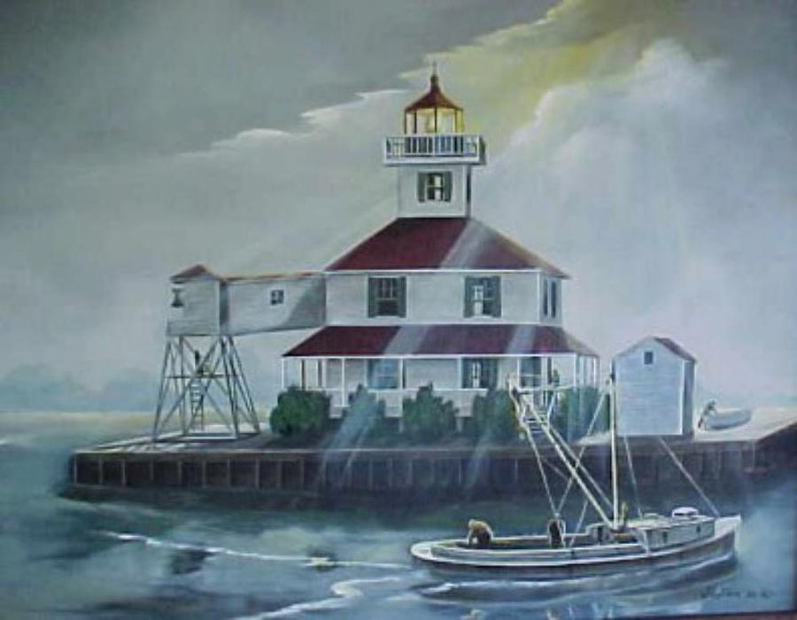 New Canal Lighthouse New Orleans Painting by Teresa Trotter