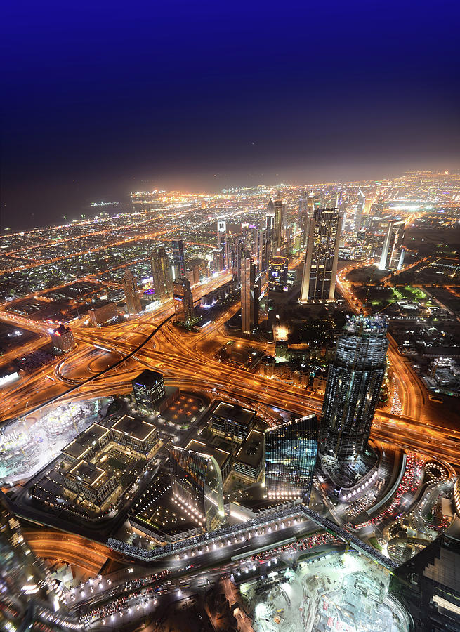 New Dubai By Night Photograph by Olaser