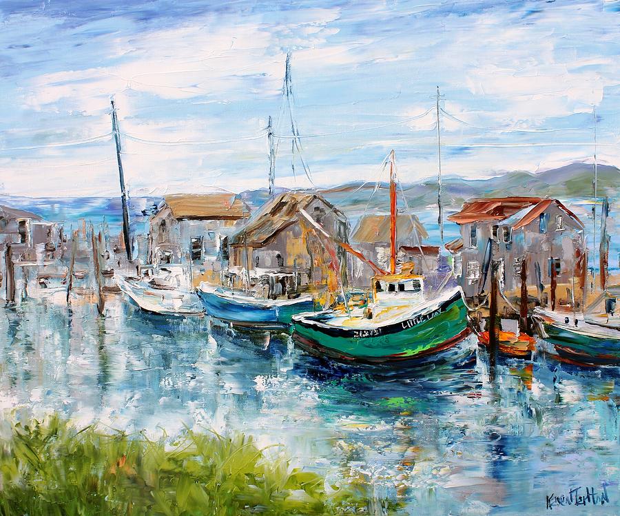 New England Harbor Boats Painting by Karen Tarlton - Fine Art America