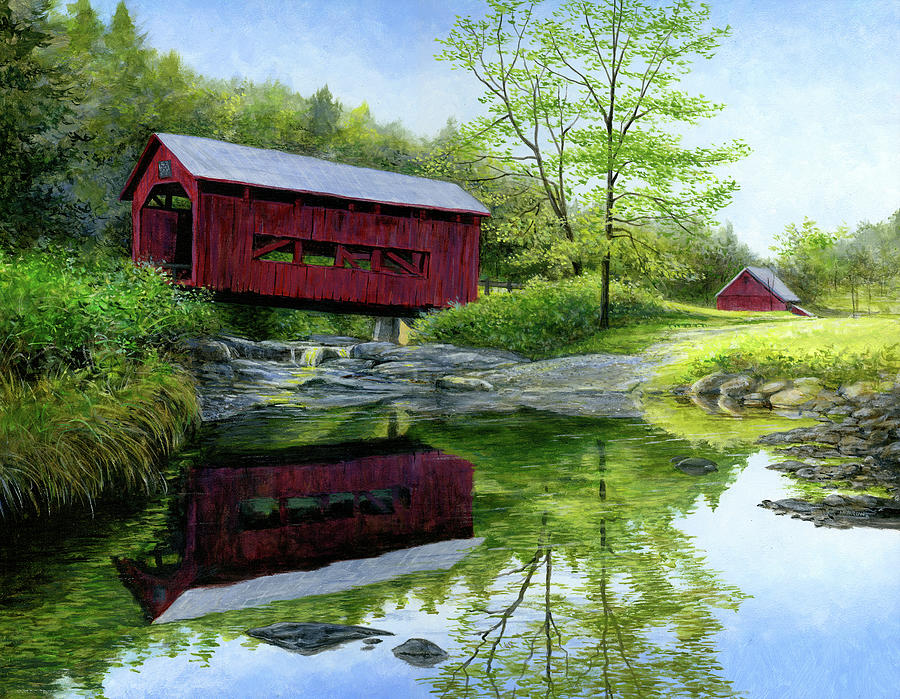 Bridge Painting - New England Red by John Morrow