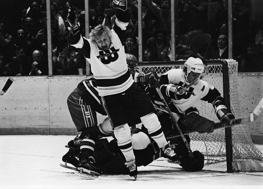 Black And White Photograph - New England Whalers Vs. Winnipeg Jets by B Bennett