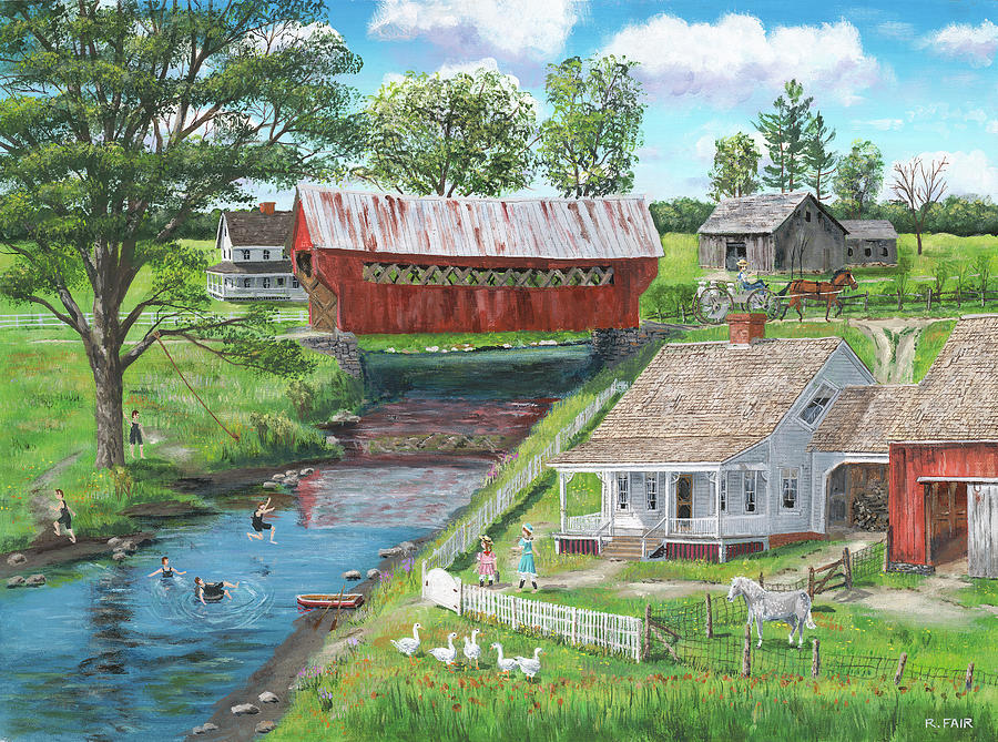Summer Painting - New Enlgland Homestead by Bob Fair