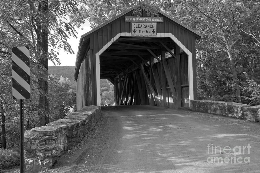New Germantown Bridge Under The Canopy Black And White Photograph by Adam Jewell