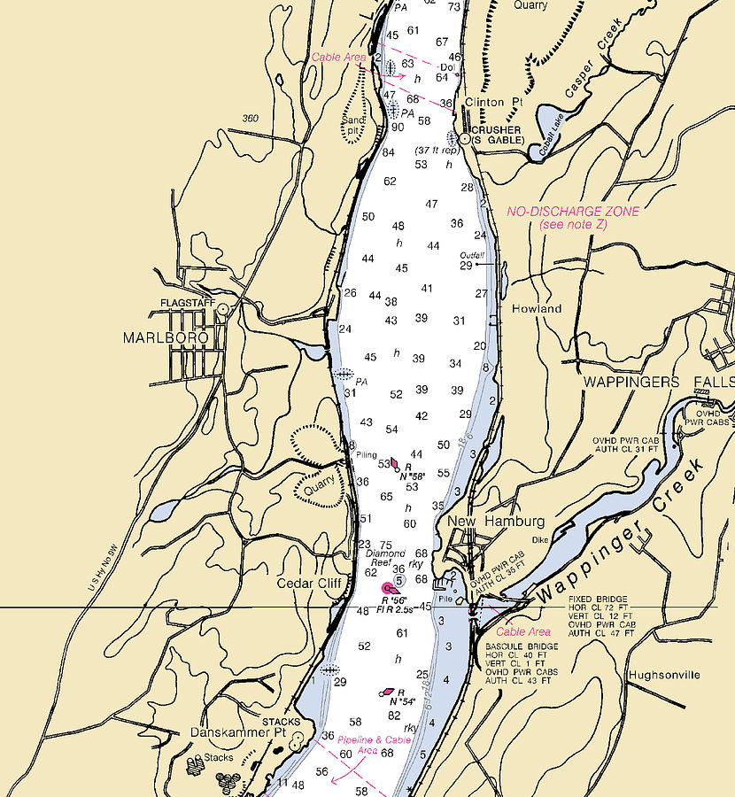 New Hamburg-new York Nautical Chart Mixed Media by Sea Koast | Fine Art ...