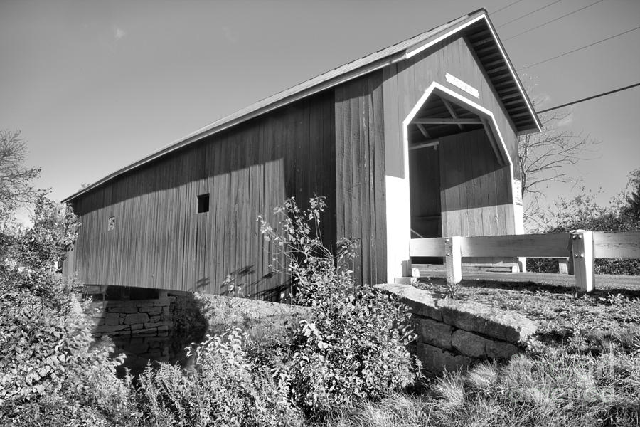 New Hampshire Carleton Covered Bridge Black And White Photograph by Adam Jewell