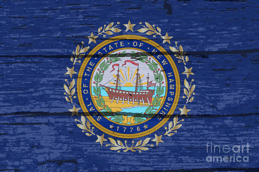 New Hampshire State Flag On Old Timber Digital Art By Bigalbaloo Stock