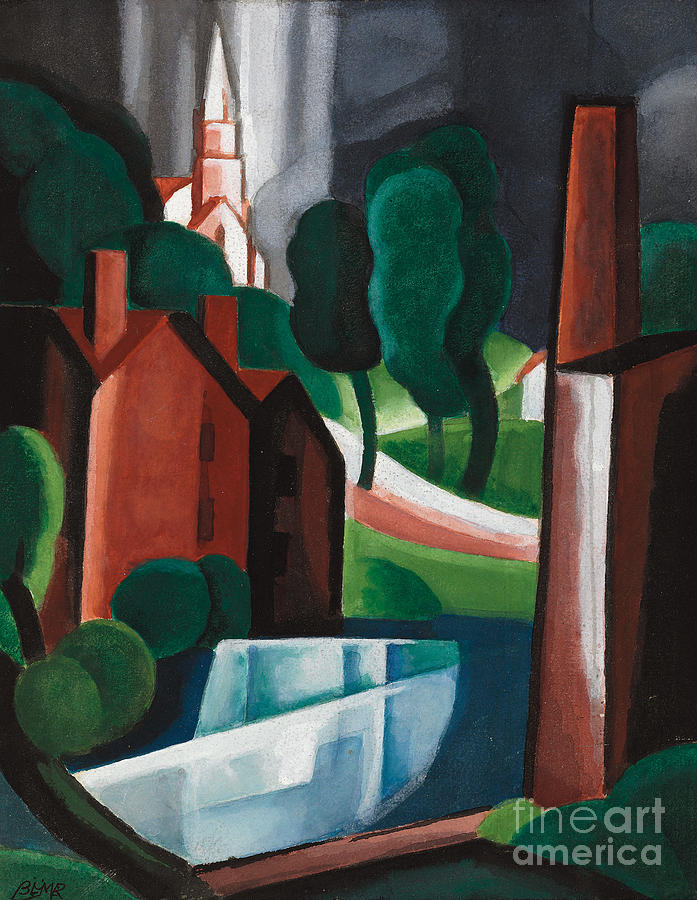 New Hampshire Town, 1931 Painting by Oscar Florianus Bluemner