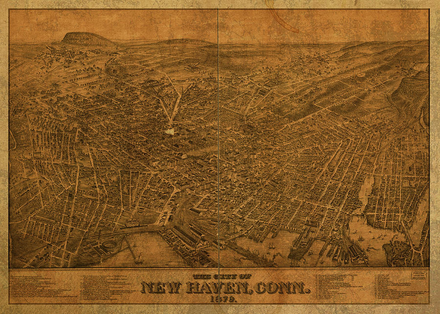 New Haven Connecticut City Street Map 1879 Mixed Media By Design   New Haven Connecticut City Street Map 1879 Design Turnpike 