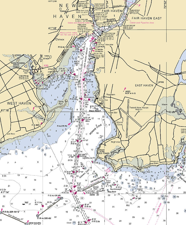 New Haven -connecticut Nautical Chart  V3 Mixed Media By Sea Koast 