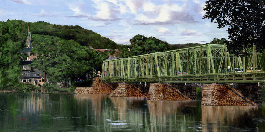 Pennsylvania Painting - New Hope Bridge by Thomas Linker