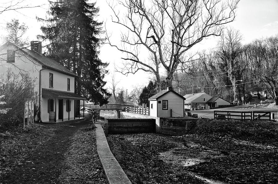 New Hope Canal in Black and White Photograph by Bill Cannon