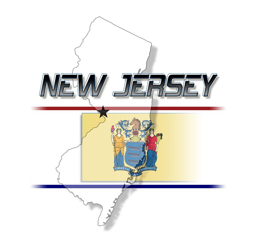 New Jersey Digital Art - New Jersey State Horizontal Print by Rick Bartrand