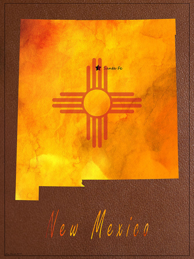 New Mexico Watercolor Map Style 7 Painting by Greg Edwards