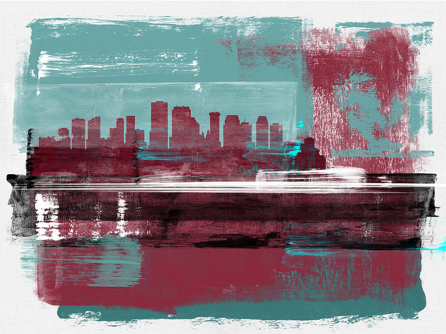 New Orleans Mixed Media - New Orleans Abstract Skyline I by Naxart Studio