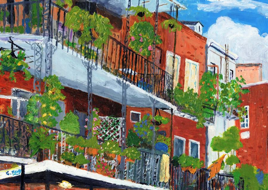 New Orleans Balconies Painting by Caroline Henry