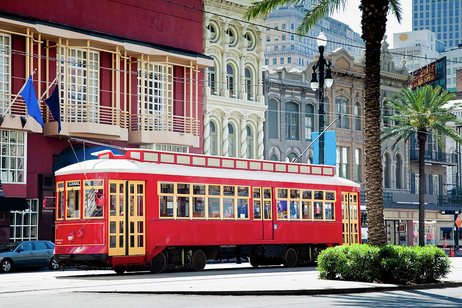 New Orleans Bright Red Streetcar Photograph by Drnadig