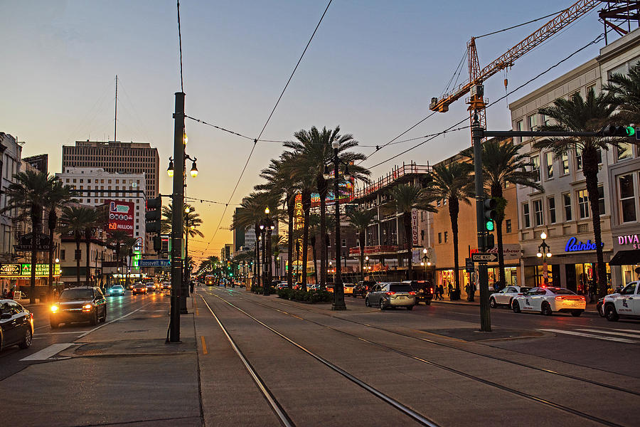 New Orleans Canal Street at Sunset New Orleans Louisiana Photograph by Toby McGuire