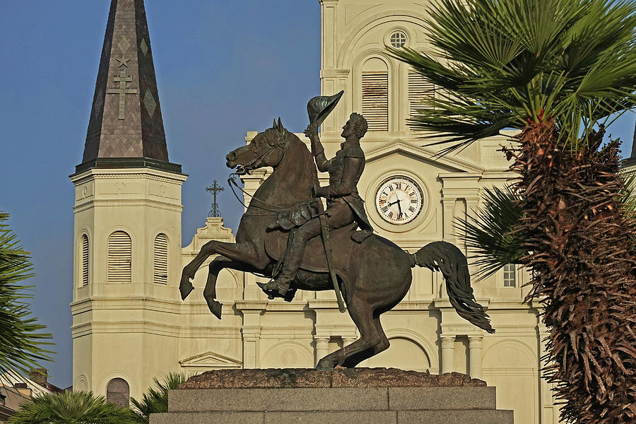 New Orleans Jackson Square Andrew Jackson Statue Saint Louis Cathedral New Orleans Louisiana Close Photograph by Toby McGuire