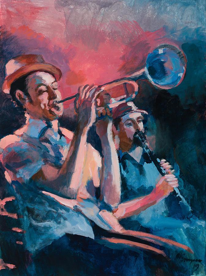 New Orleans Jazz Trumpet Painting by Al Sprague