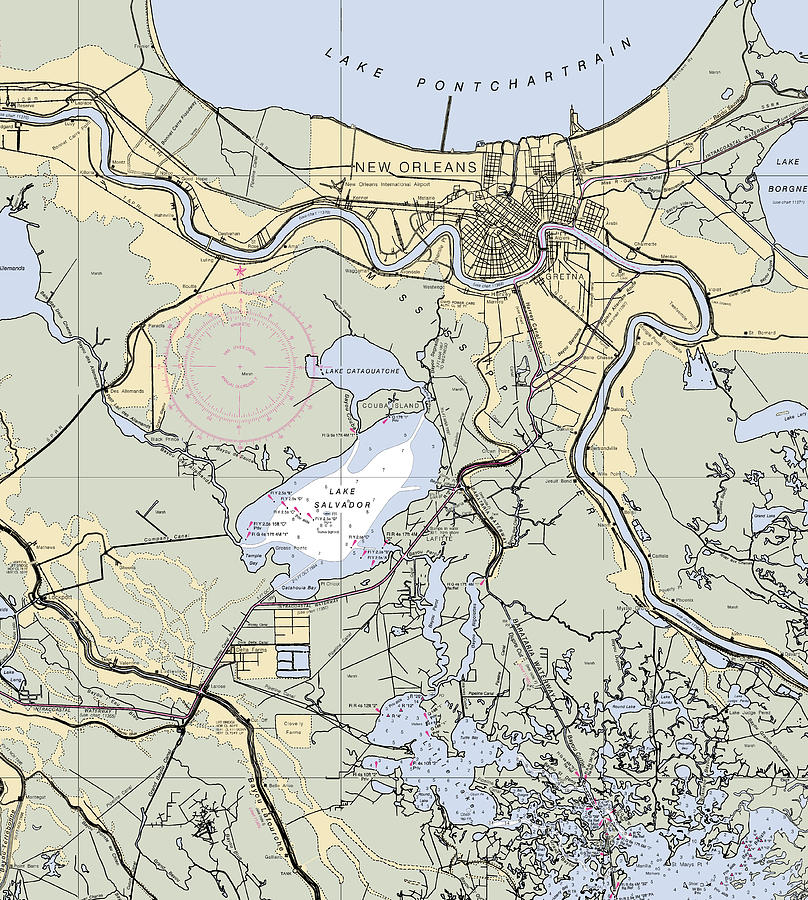 New Orleans Lake Pontchartrainlouisiana Nautical Chart Mixed Media by