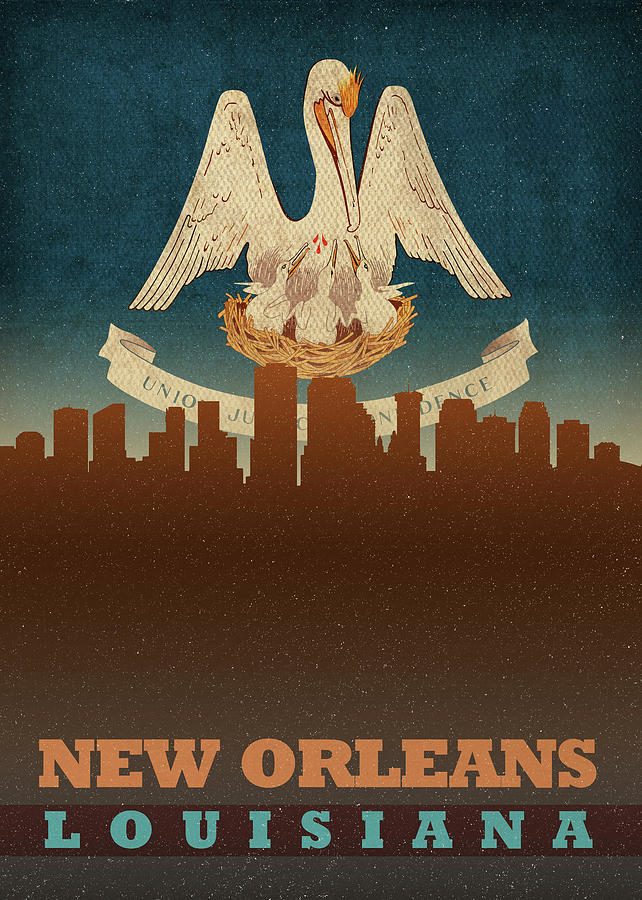 New Orleans Mixed Media - New Orleans Louisiana City Skyline Flag by Design Turnpike New Orleans Mixed Media - New Orleans Louisiana City Skyline Flag by Design Turnpike