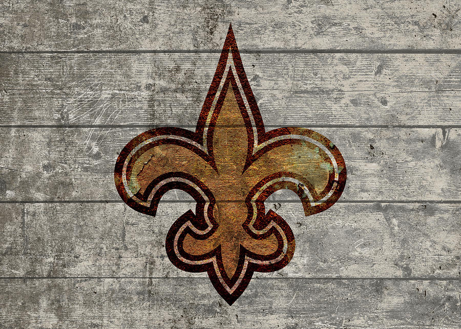 New Orleans Saints Logo Vintage Barn Wood Paint Mixed Media by