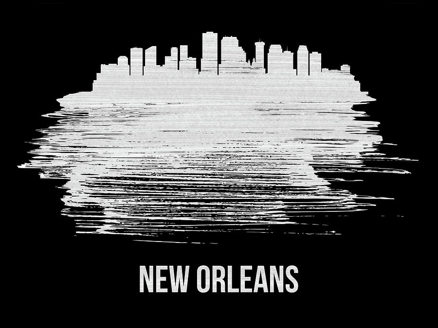 New Orleans Mixed Media - New Orleans Skyline Brush Stroke White by Naxart Studio New Orleans Mixed Media - New Orleans Skyline Brush Stroke White by Naxart Studio