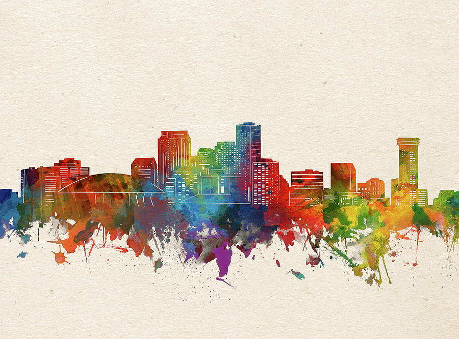New Orleans Skyline Watercolor Digital Art