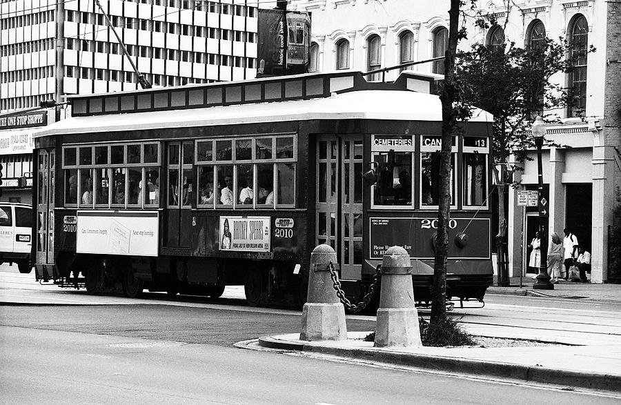 New Orleans Trolley 2004 BW Photograph by Frank Romeo